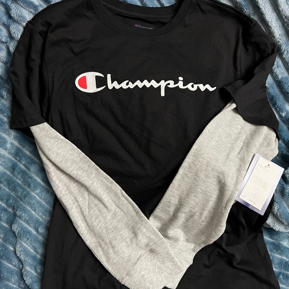 Champion Black and Gray Long Sleeve Tee